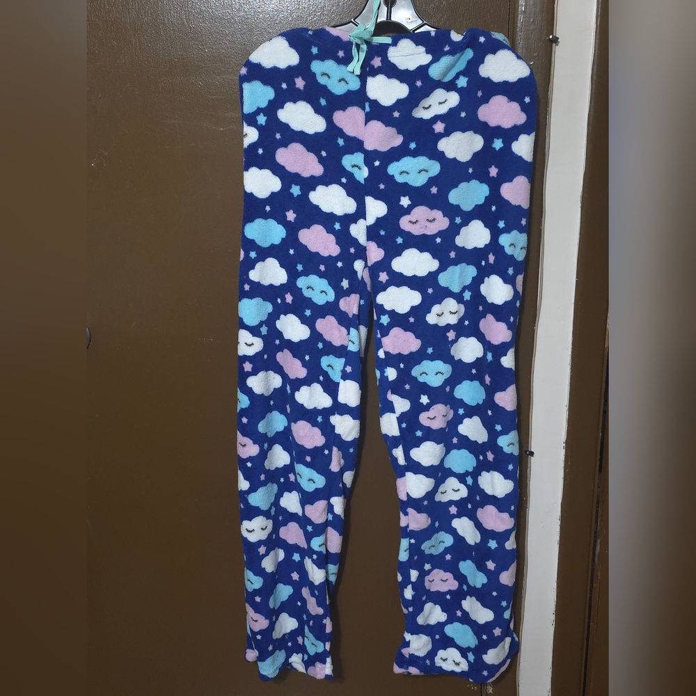 Love Women's Plush Pajama Pants - Blue, Pink, White